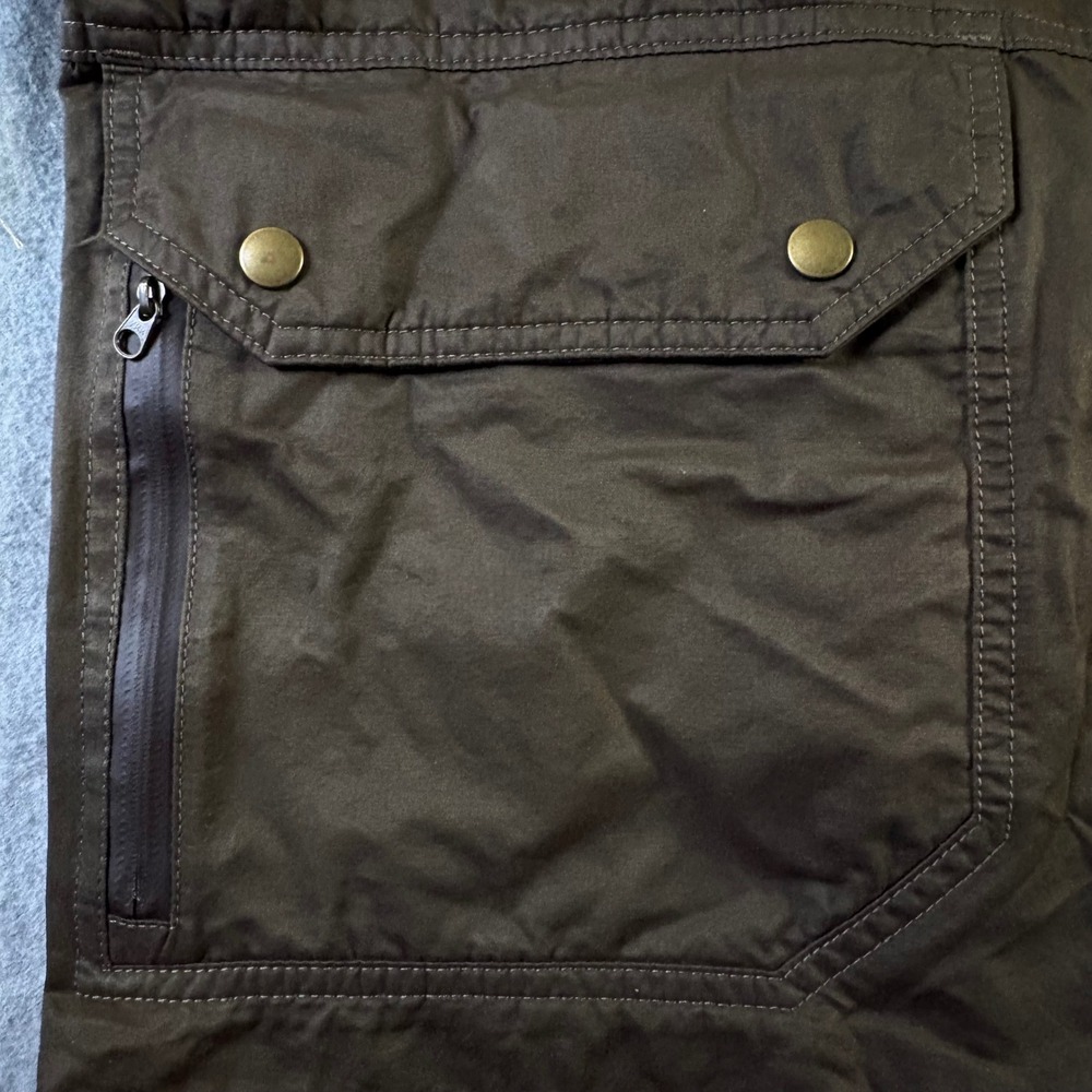 Kuhl Mens Hooded Field Jacket Brown Waxed Cotton Blend Utility Workwear Coat L - Picture 9 of 16